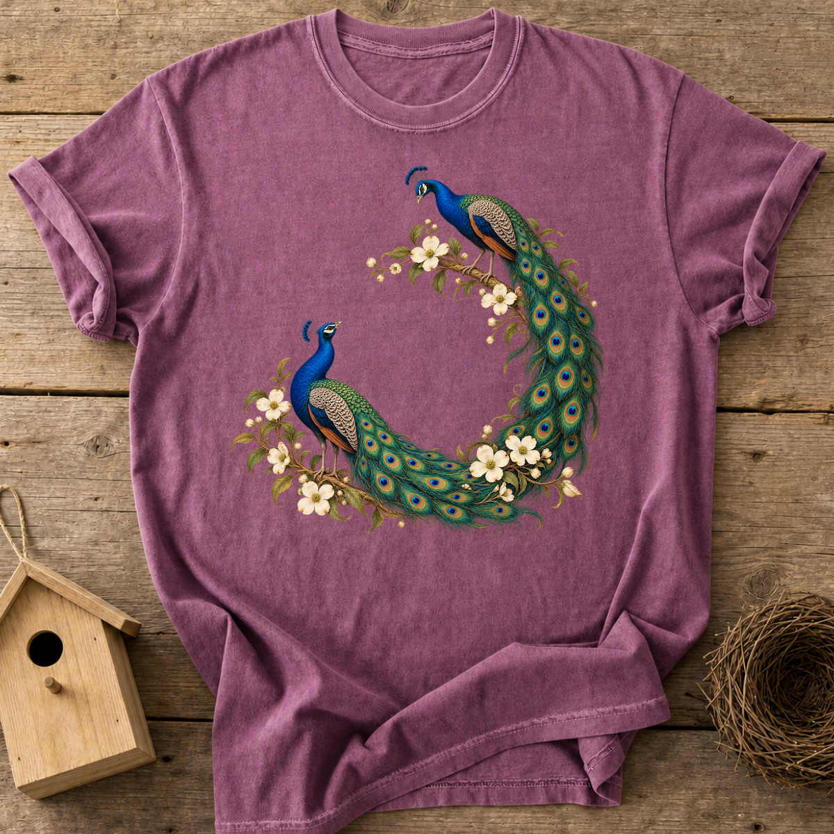 Floral Peacock Couple T-Shirt