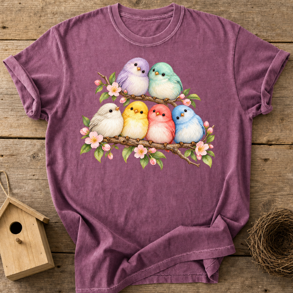 Pastel Blossom Birds T-Shirt