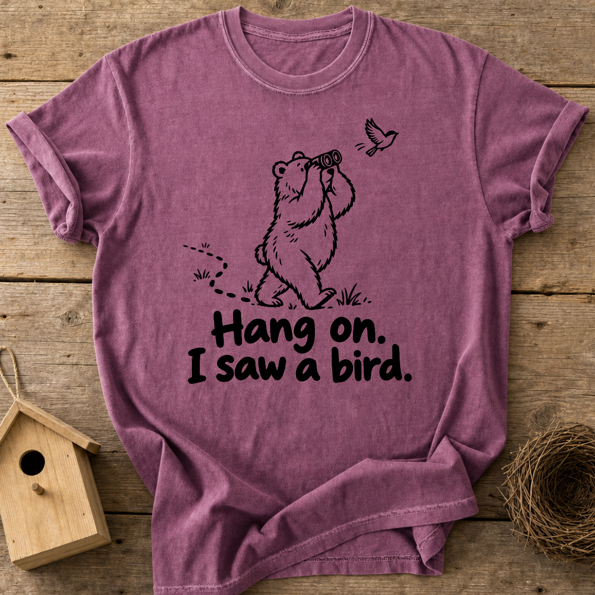 Birdwatching Bear T-Shirt