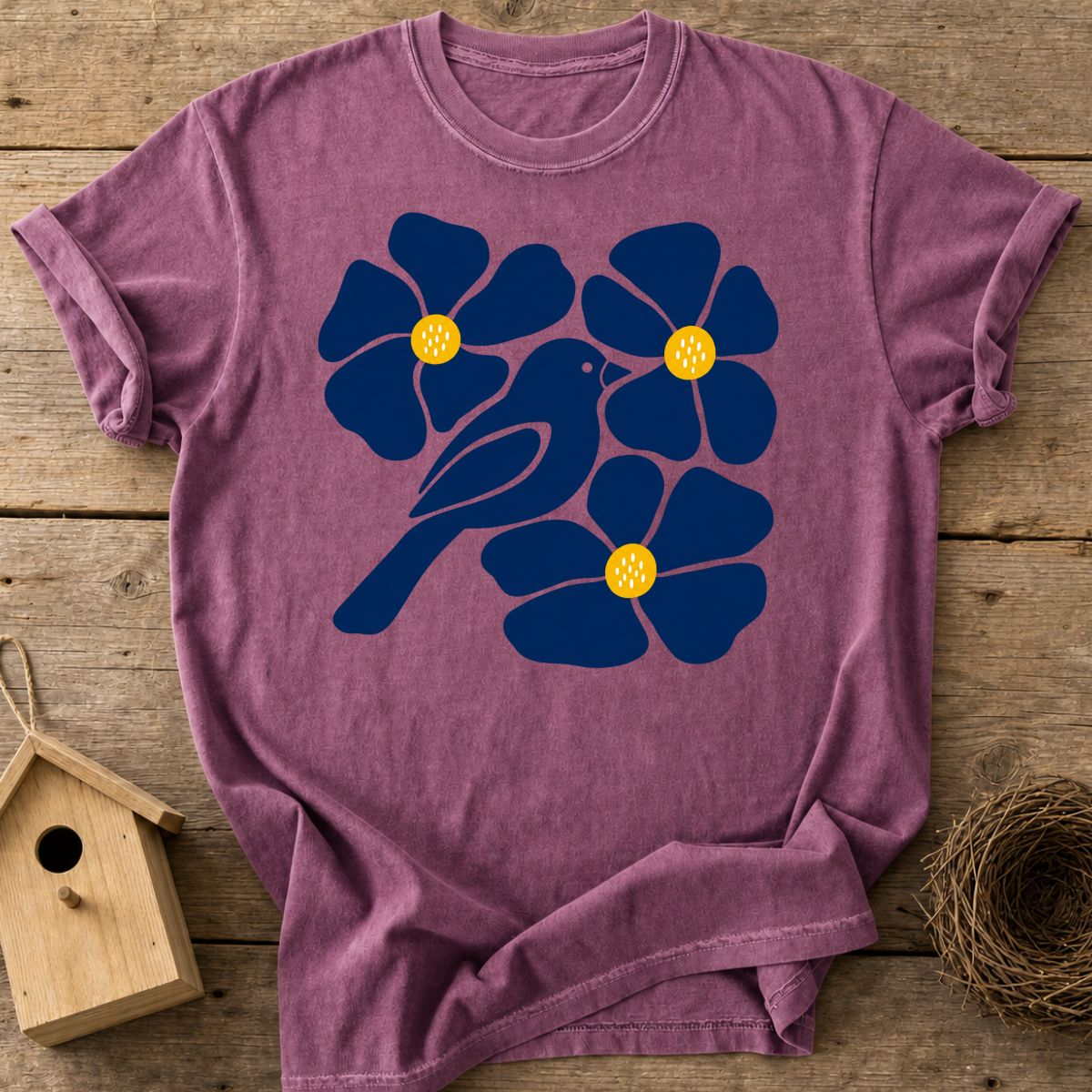 Folk Floral Bird T-Shirt