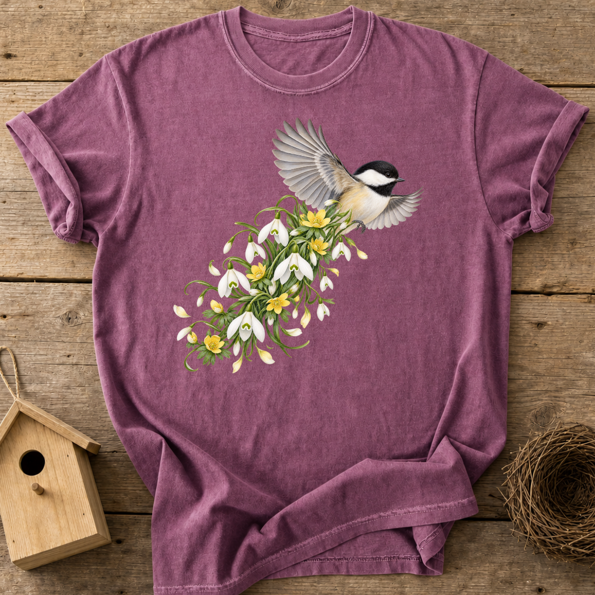 Chickadee Floral Flight T-Shirt