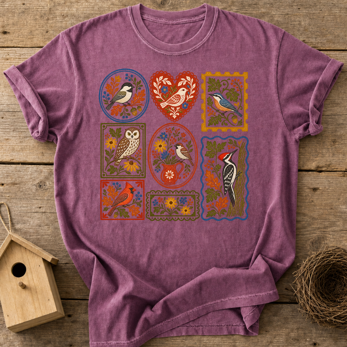Folk Art Birds T-Shirt