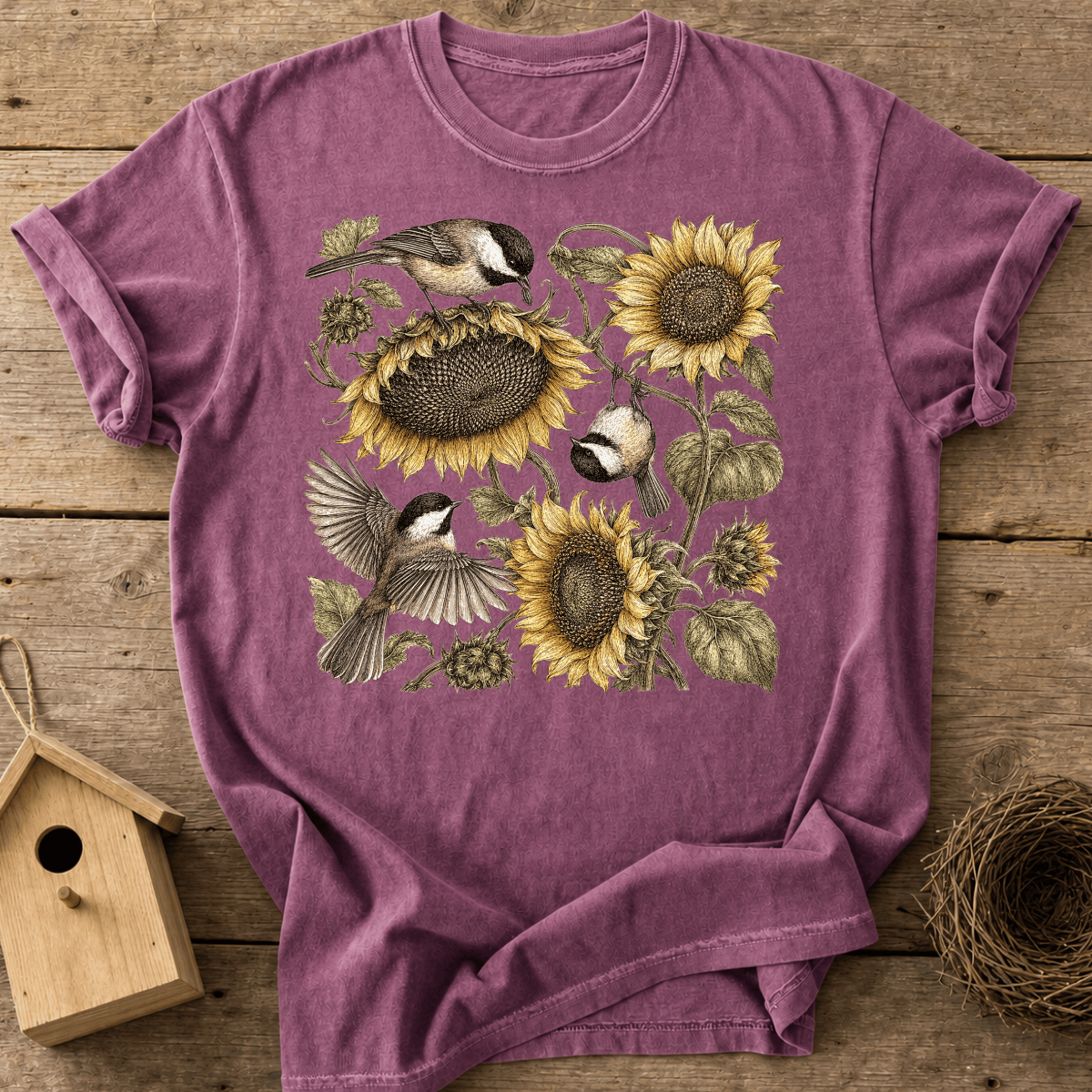 Chickadees & Sunflowers T-Shirt