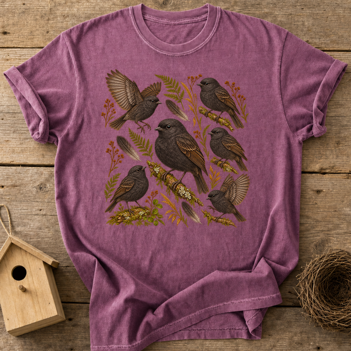Black Robin Flock T-Shirt