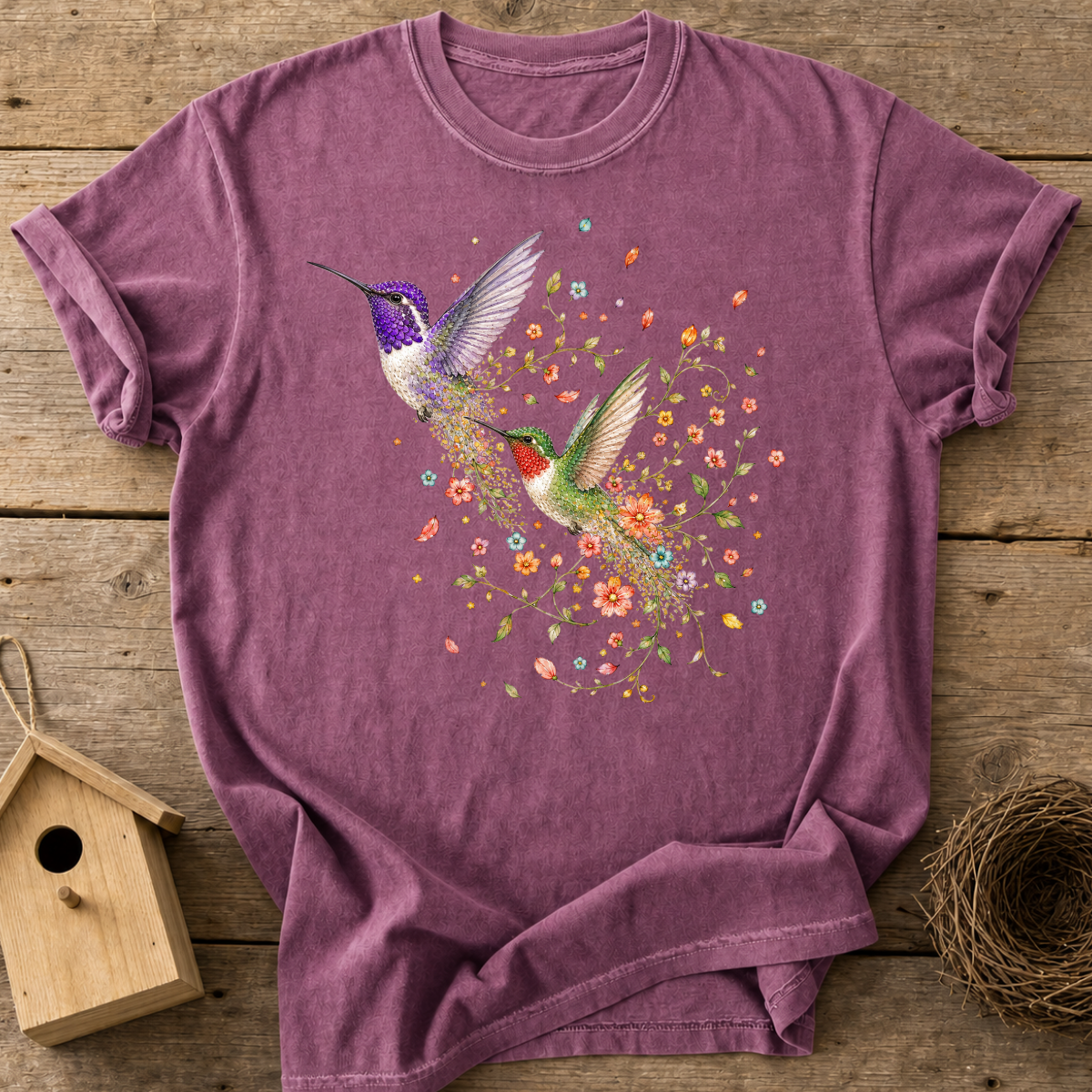 Floral Hummingbird T-Shirt
