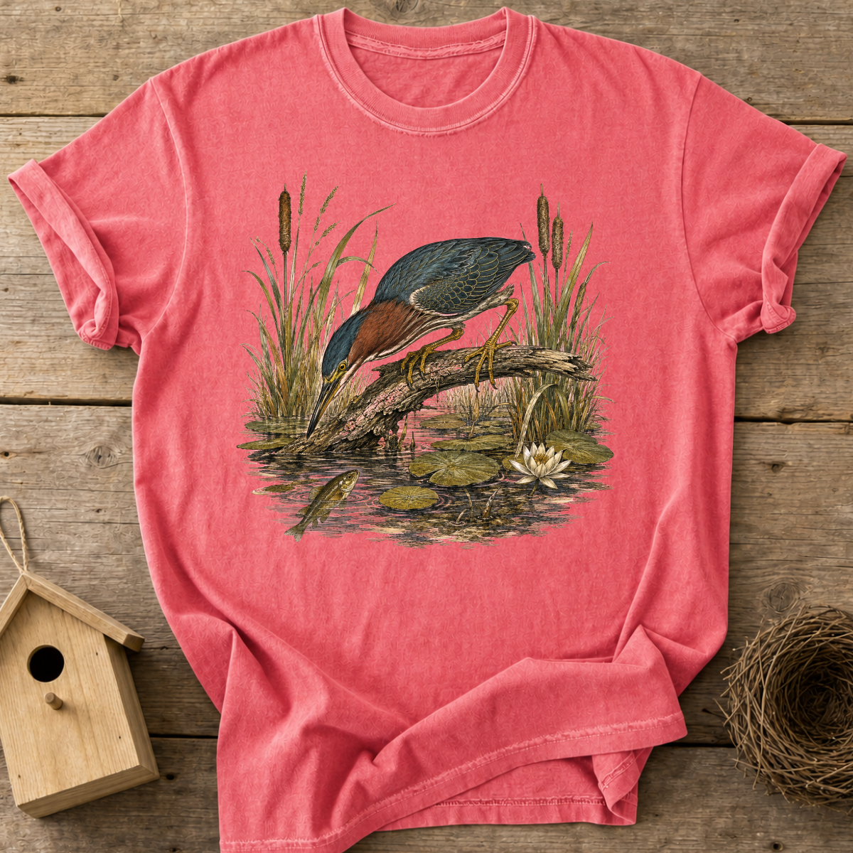 Green Heron Bird T-Shirt