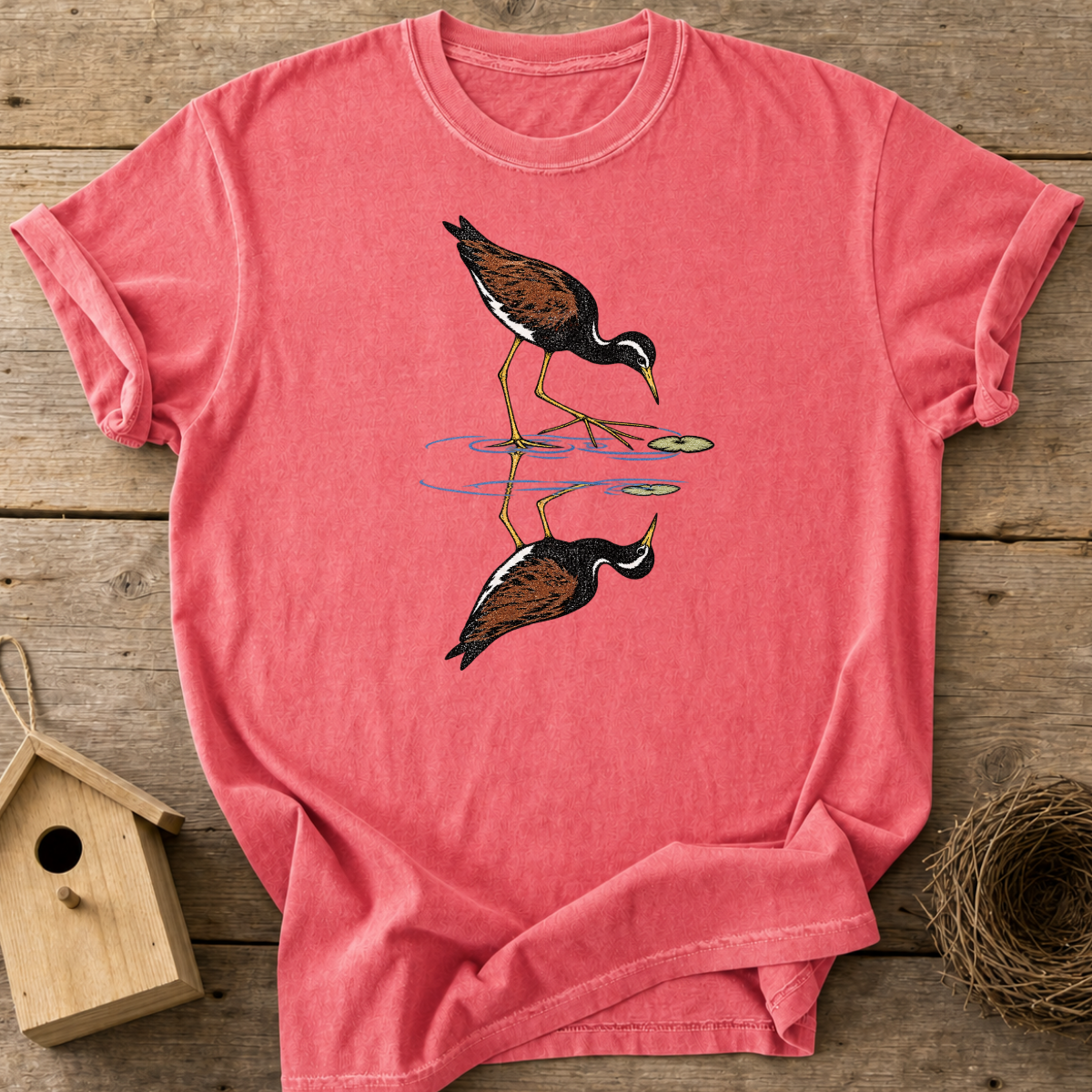 Wetland Bird Reflection T-Shirt