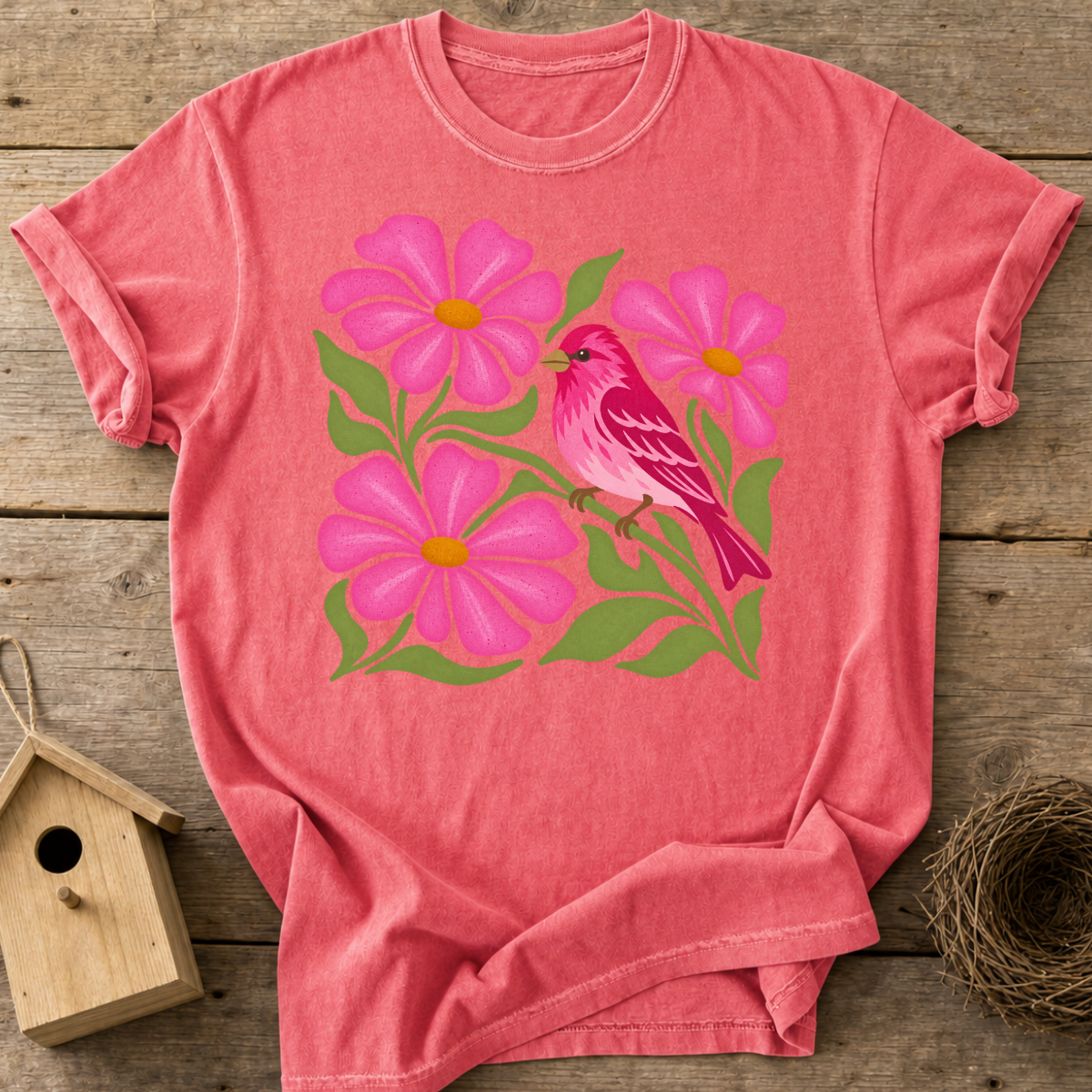 Pink Songbird Garden T-Shirt