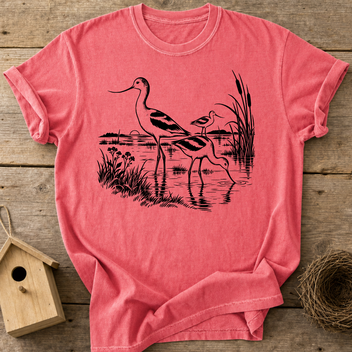 Avocet Marsh Reflection T-Shirt