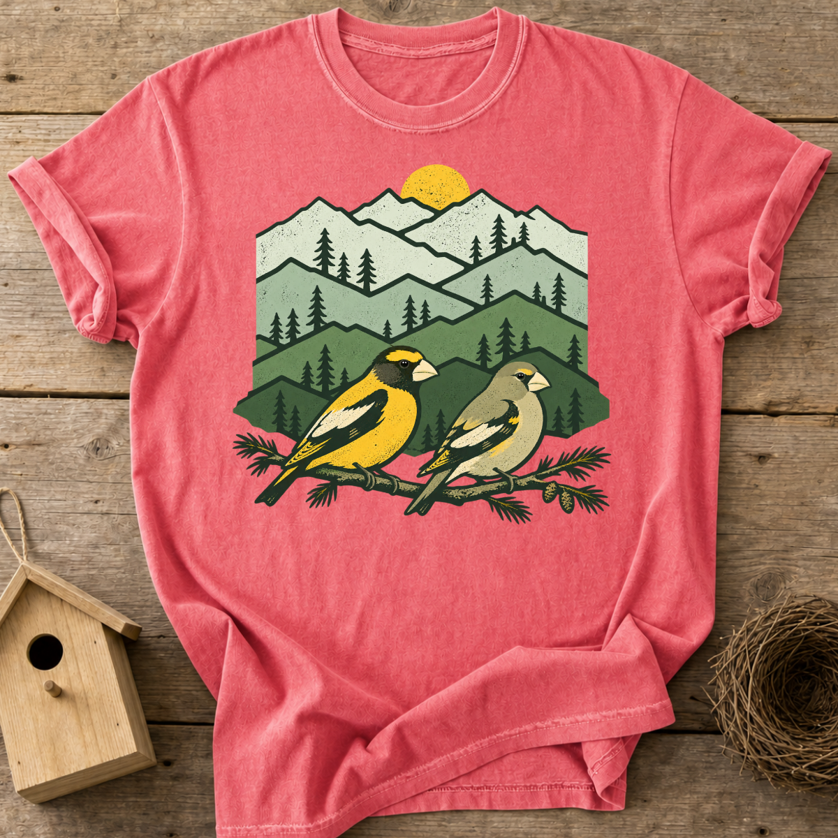 Mountain Grosbeak Couple T-Shirt