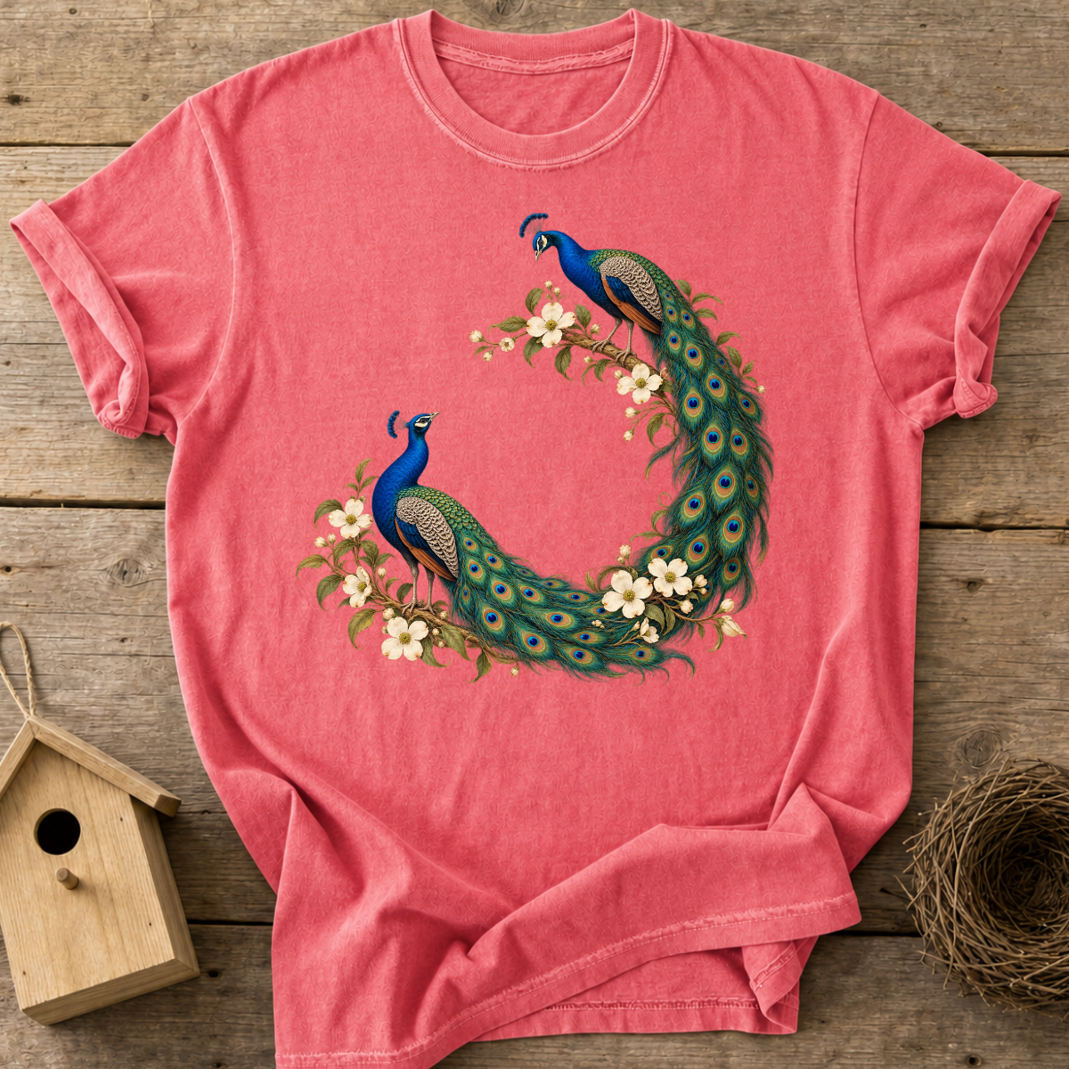 Floral Peacock Couple T-Shirt