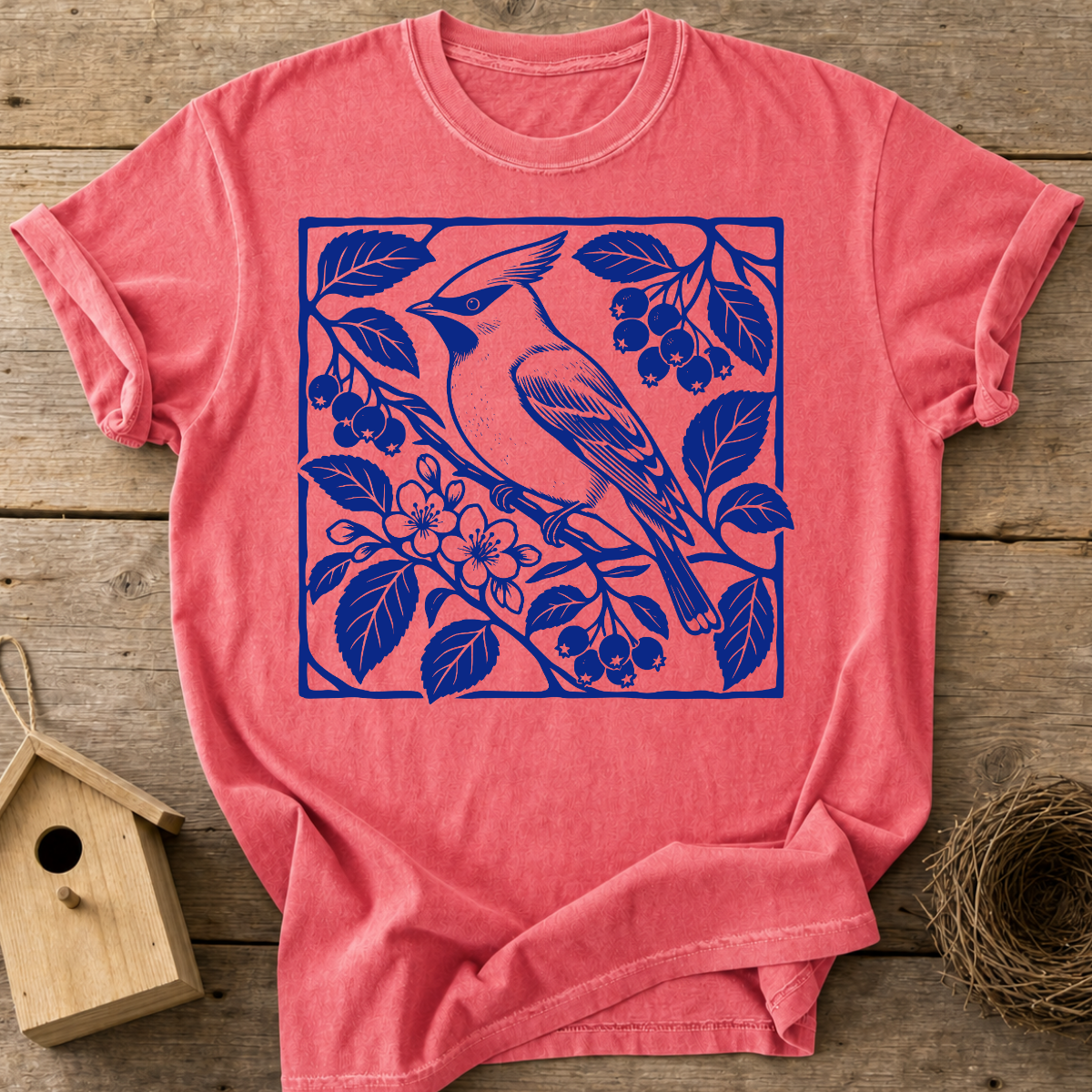 Cedar Waxwing Botanical T-Shirt
