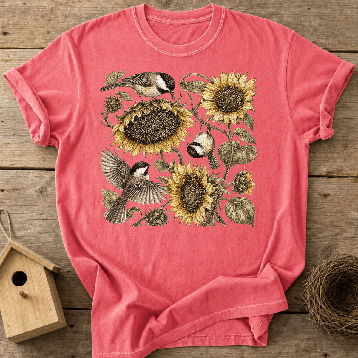 Chickadees & Sunflowers T-Shirt
