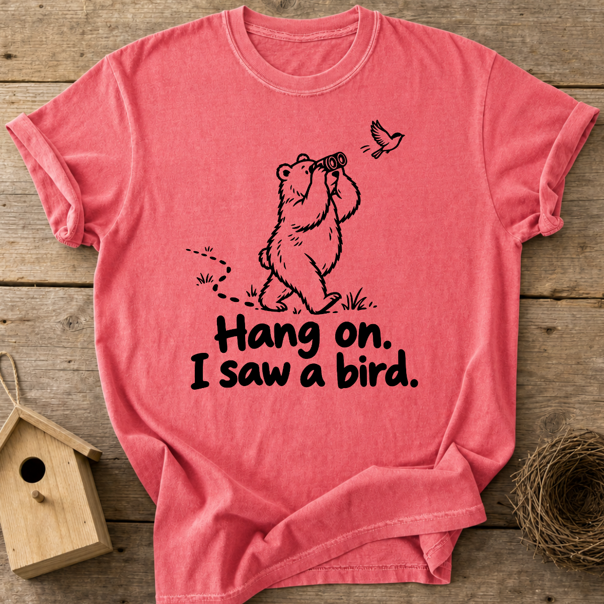 Birdwatching Bear T-Shirt
