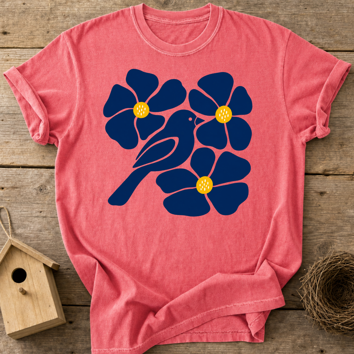Folk Floral Bird T-Shirt