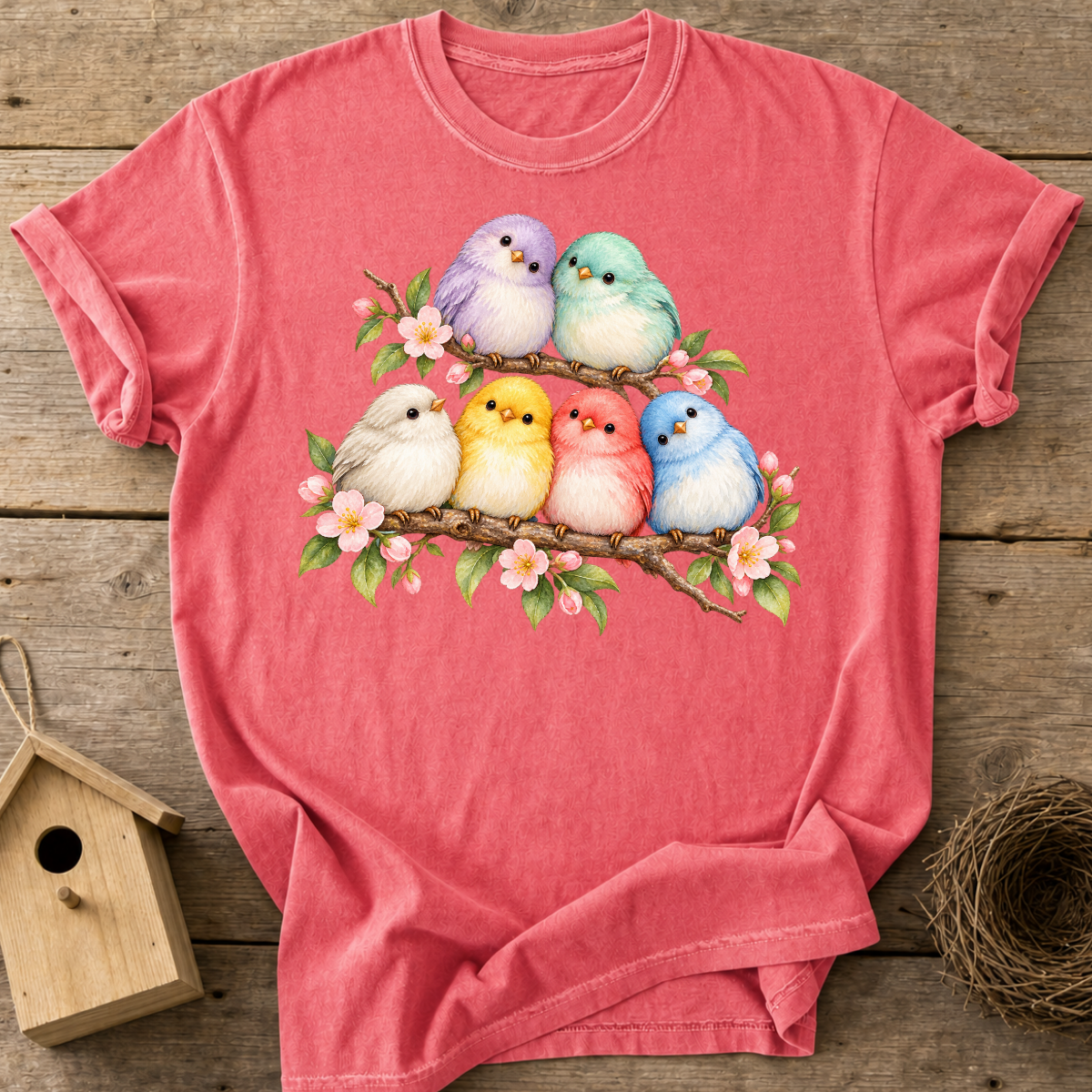 Pastel Blossom Birds T-Shirt