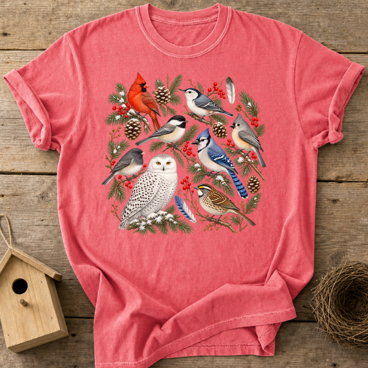 Winter Woodland Birds T-Shirt