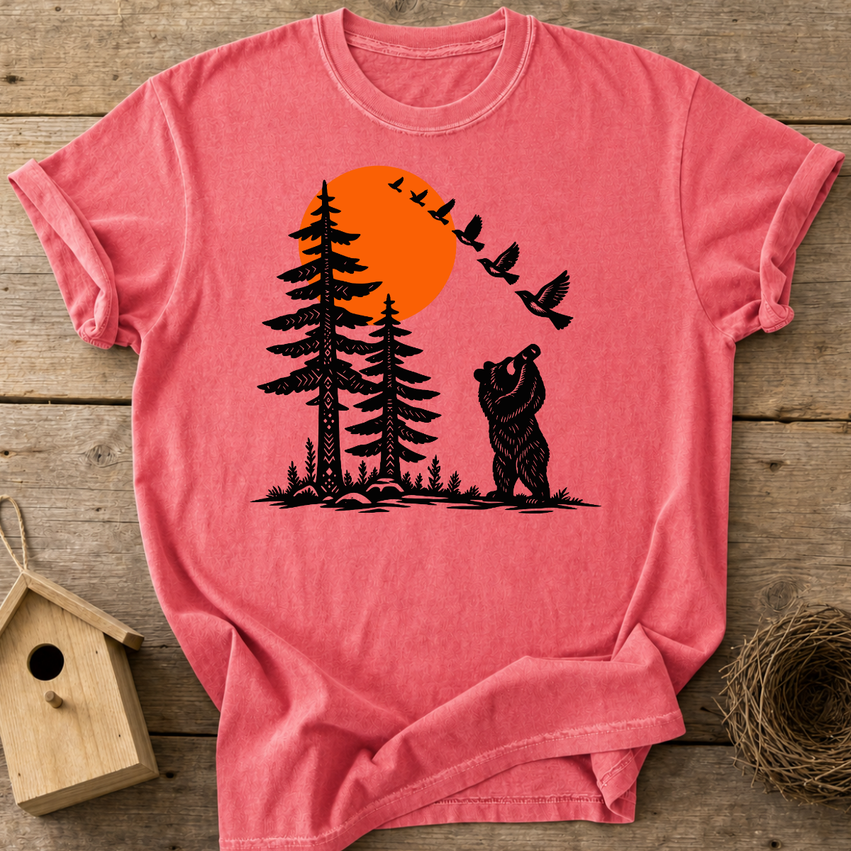 Birdwatching Bear T-Shirt