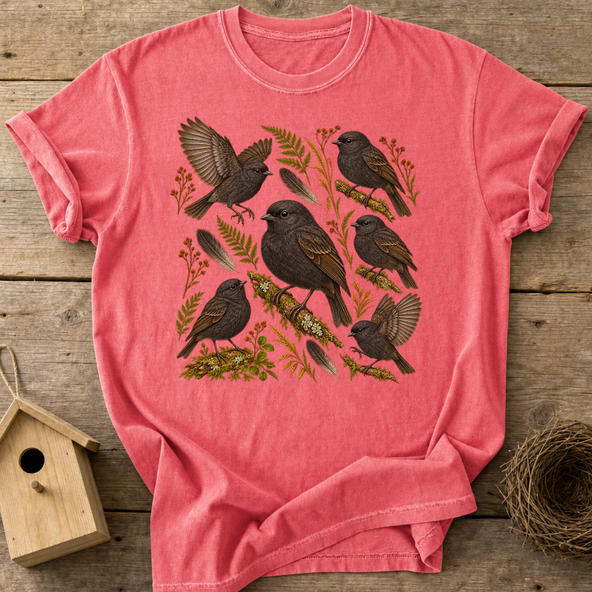 Black Robin Flock T-Shirt