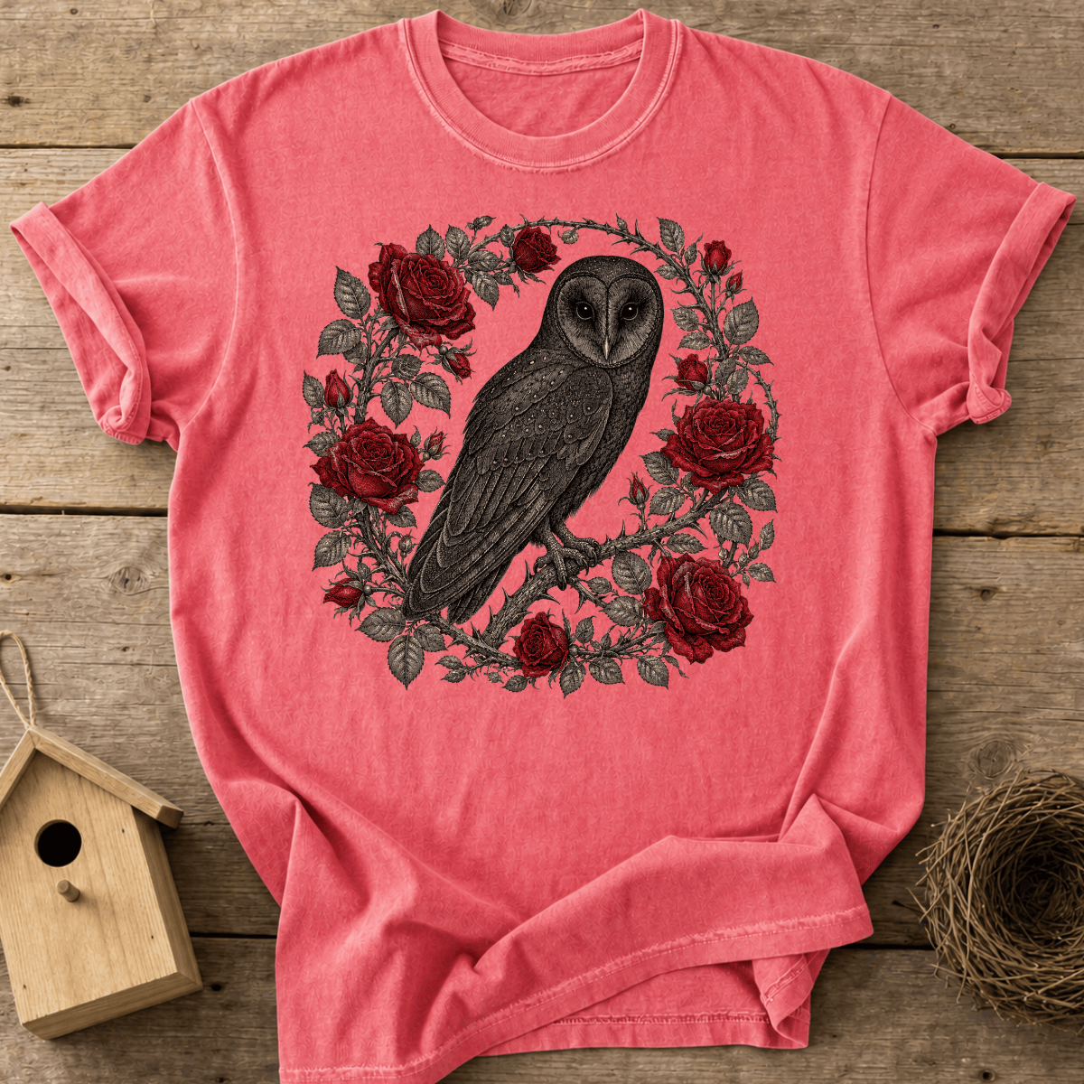 Barn Owl Roses T-Shirt