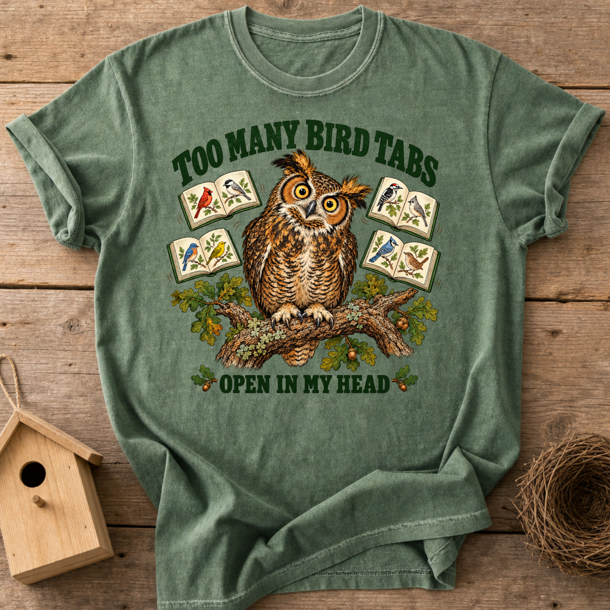 Too Many Bird Tabs T-Shirt