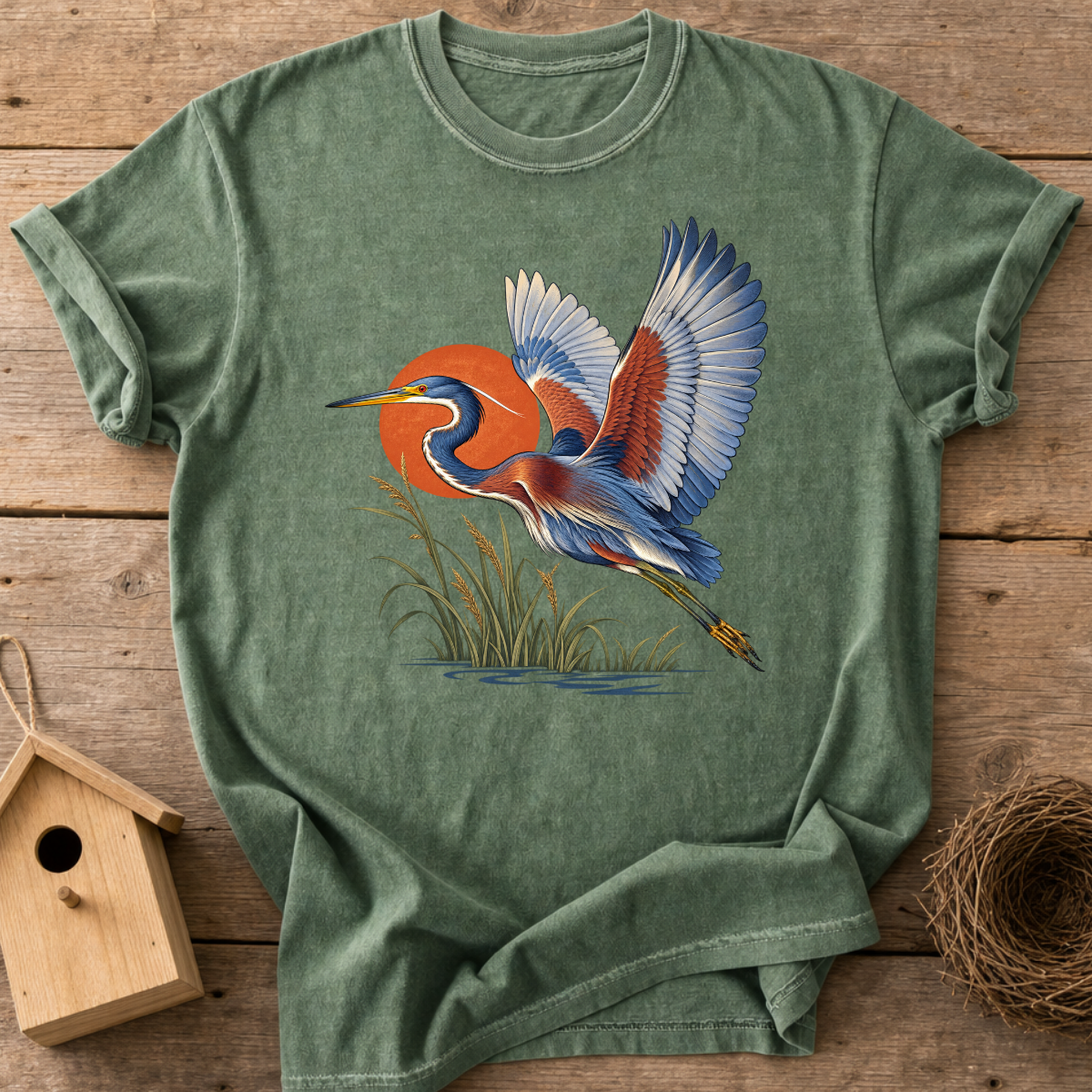 Sunset Heron Flight T-Shirt