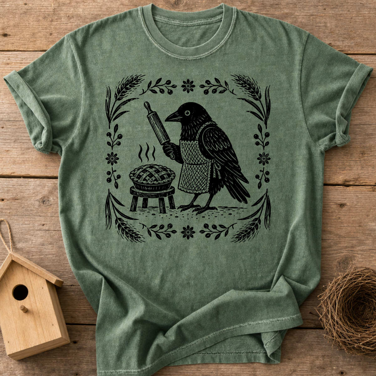 Baker Crow Woodblock T-Shirt