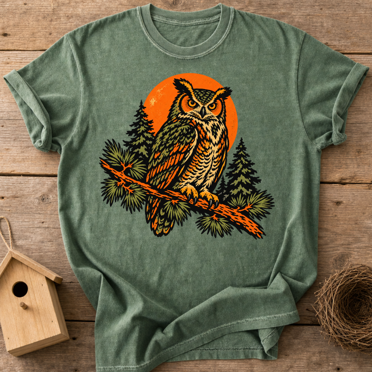 Woodland Sunset Owl T-Shirt