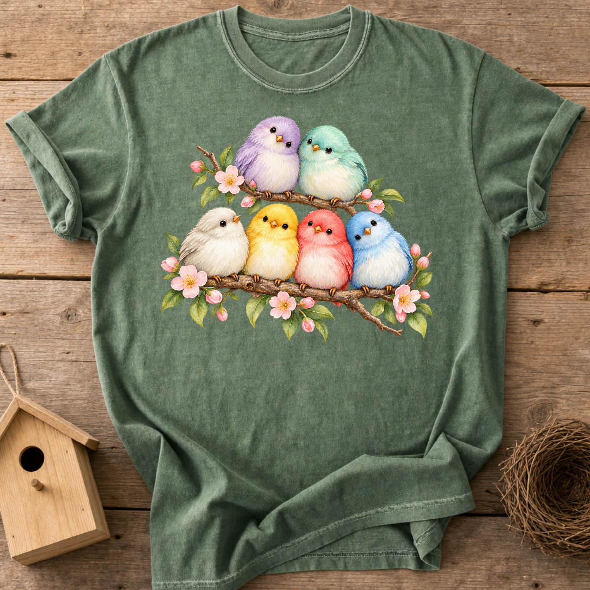 Pastel Blossom Birds T-Shirt