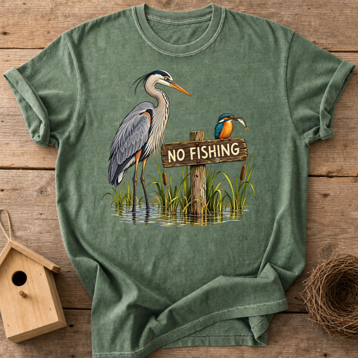 No Fishing Birds T-Shirt