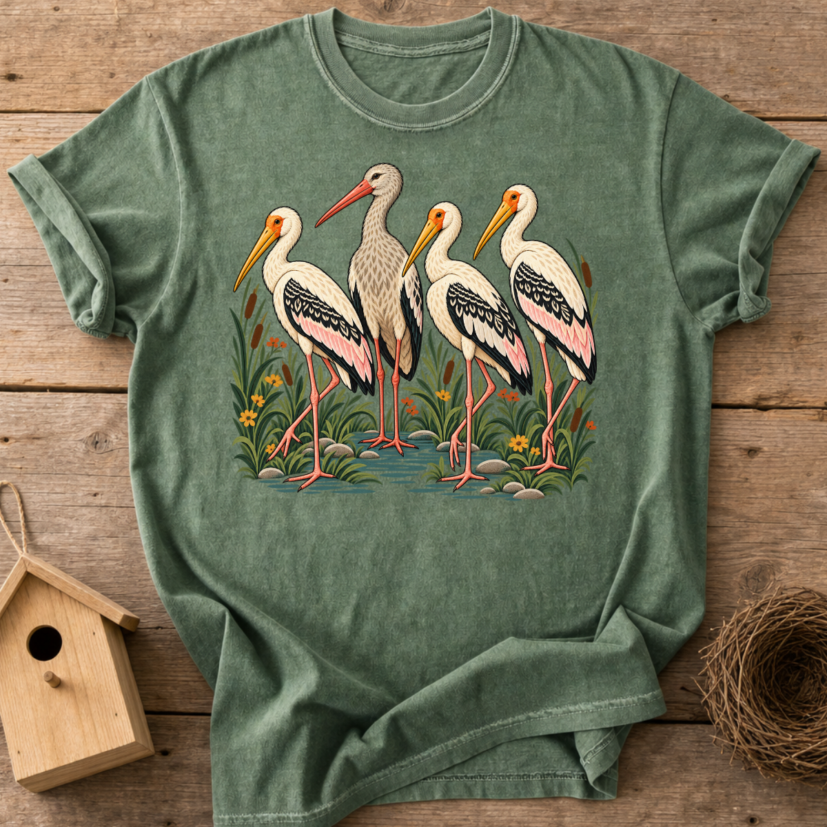 Stork Wetland Gathering T-Shirt