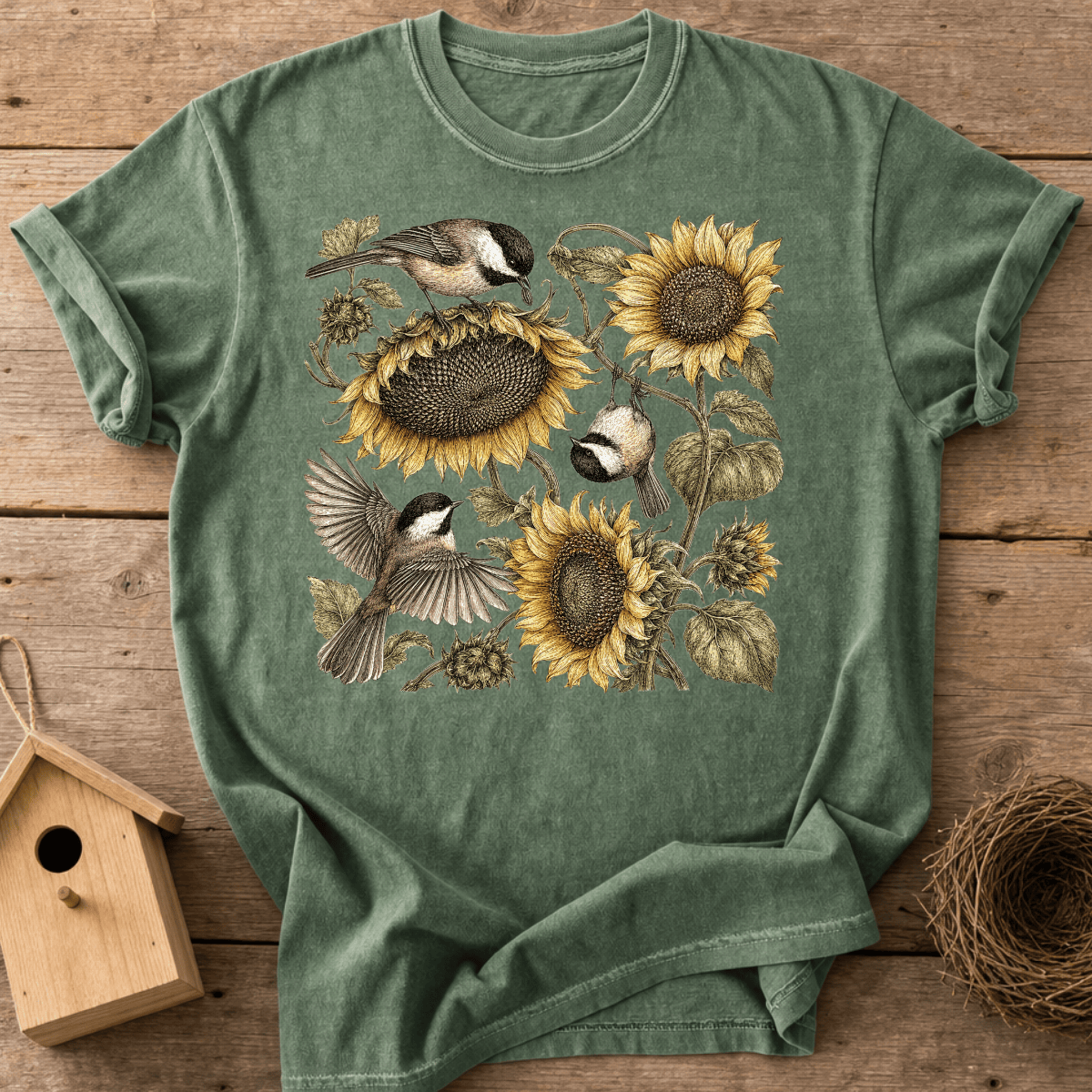 Chickadees & Sunflowers T-Shirt