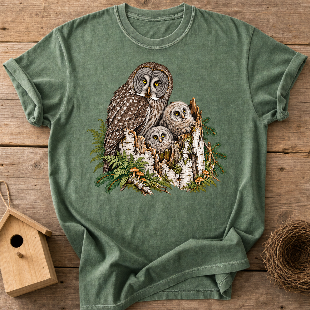 Woodland Owl Family T-Shirt