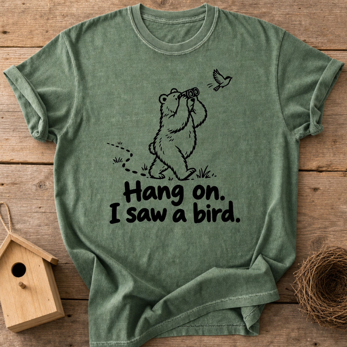 Birdwatching Bear T-Shirt