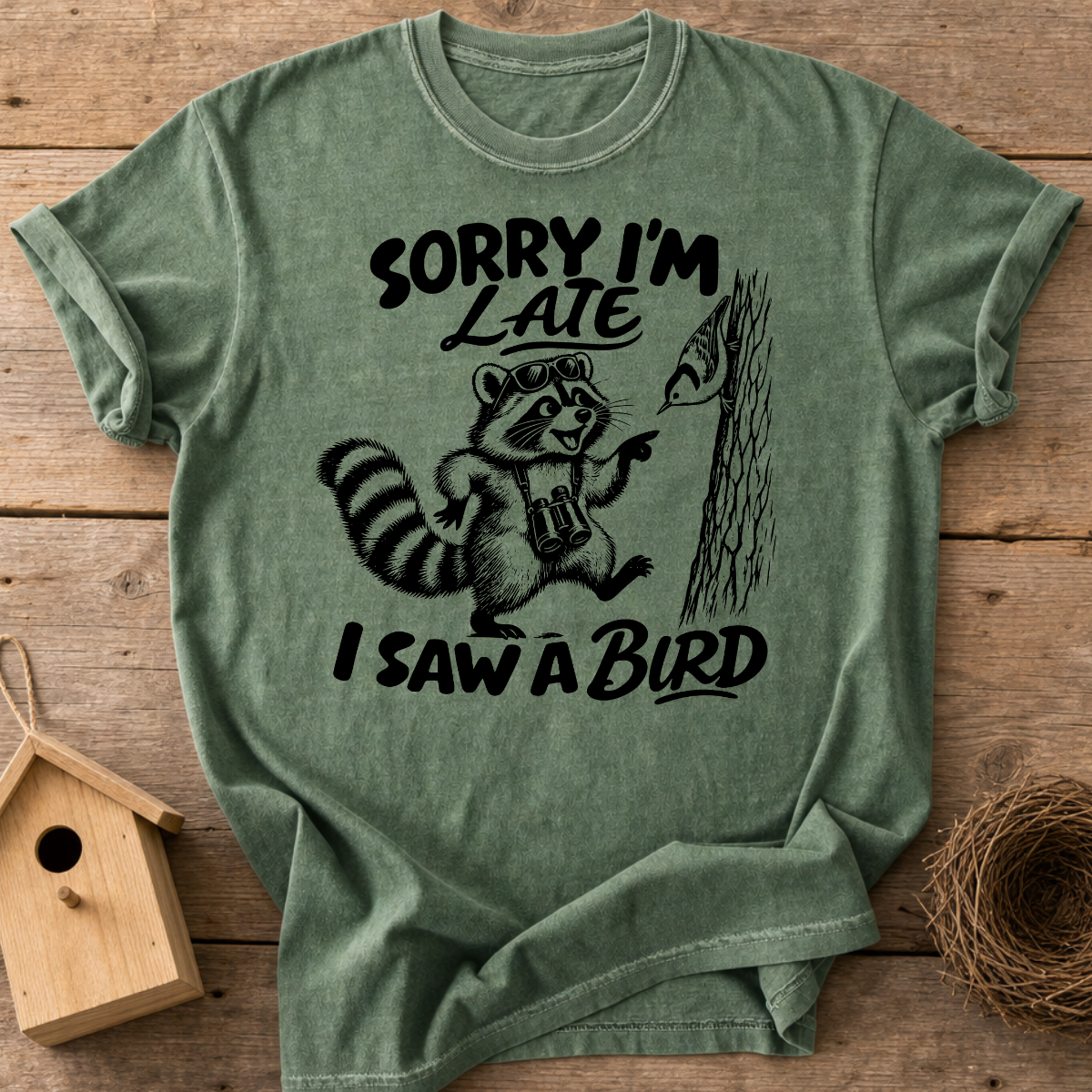 Distracted Raccoon Birder T-Shirt