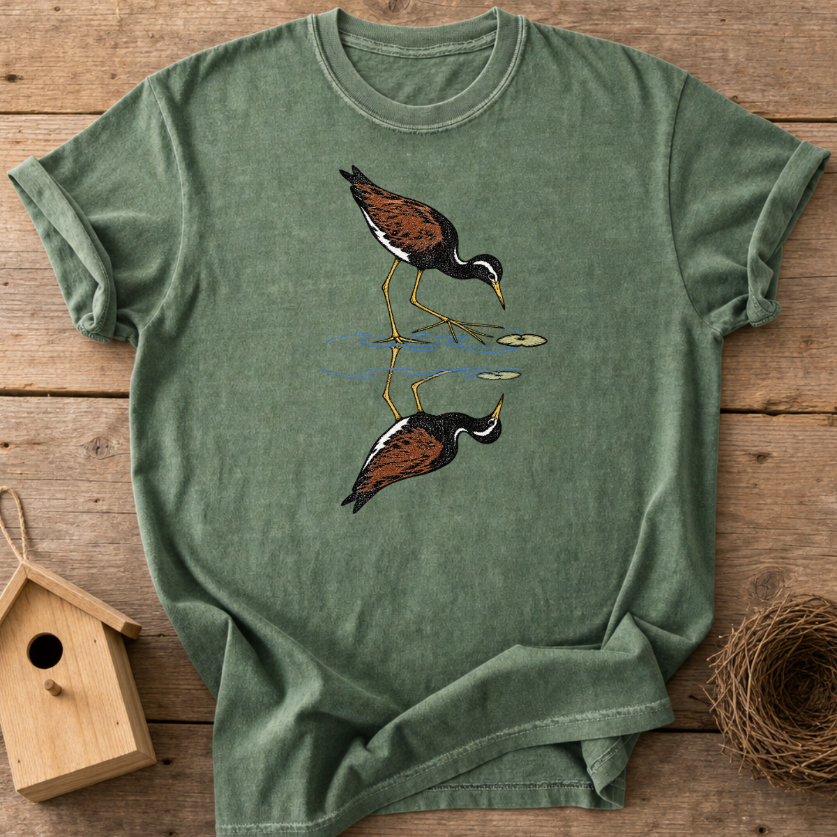 Wetland Bird Reflection T-Shirt