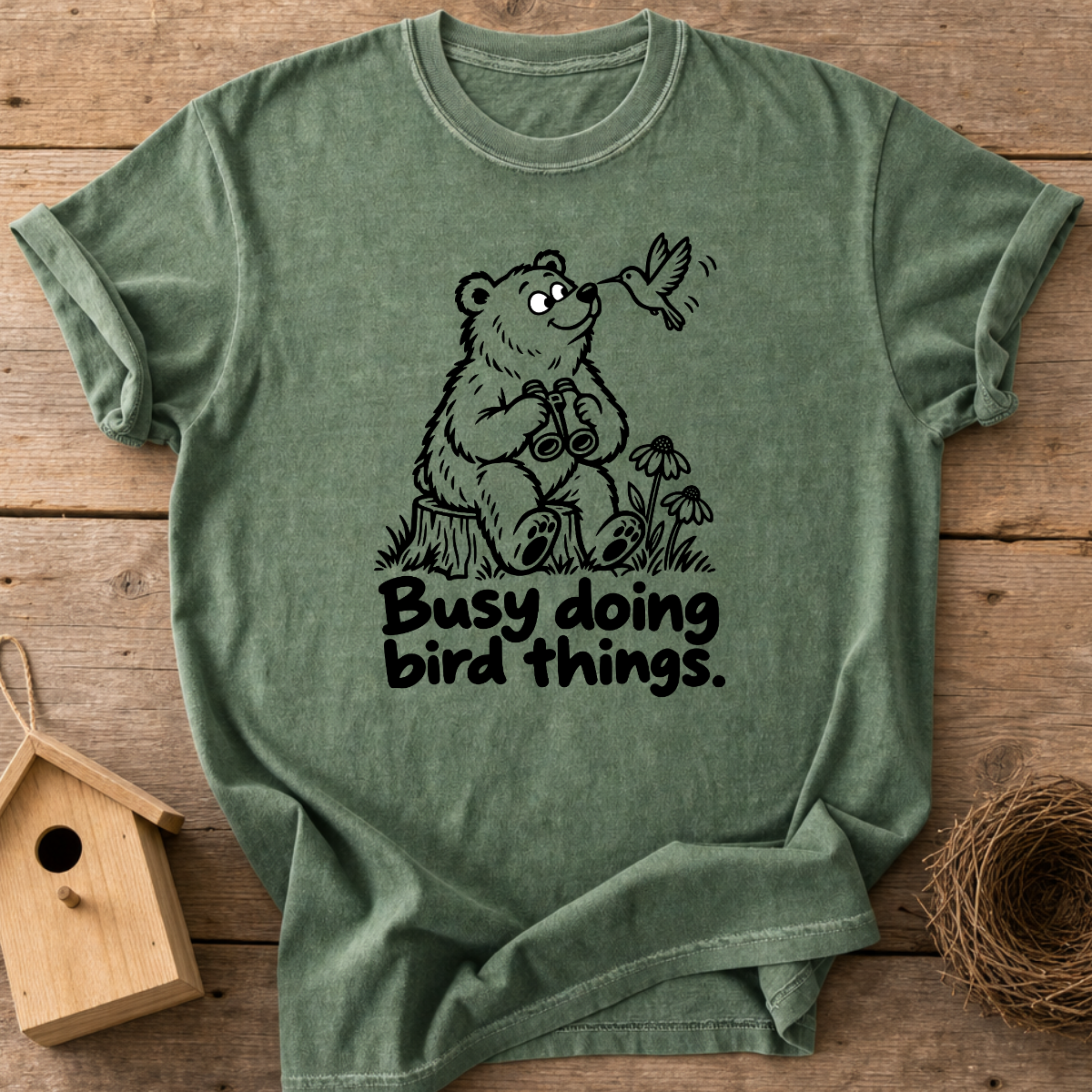 Busy Birding Bear T-Shirt