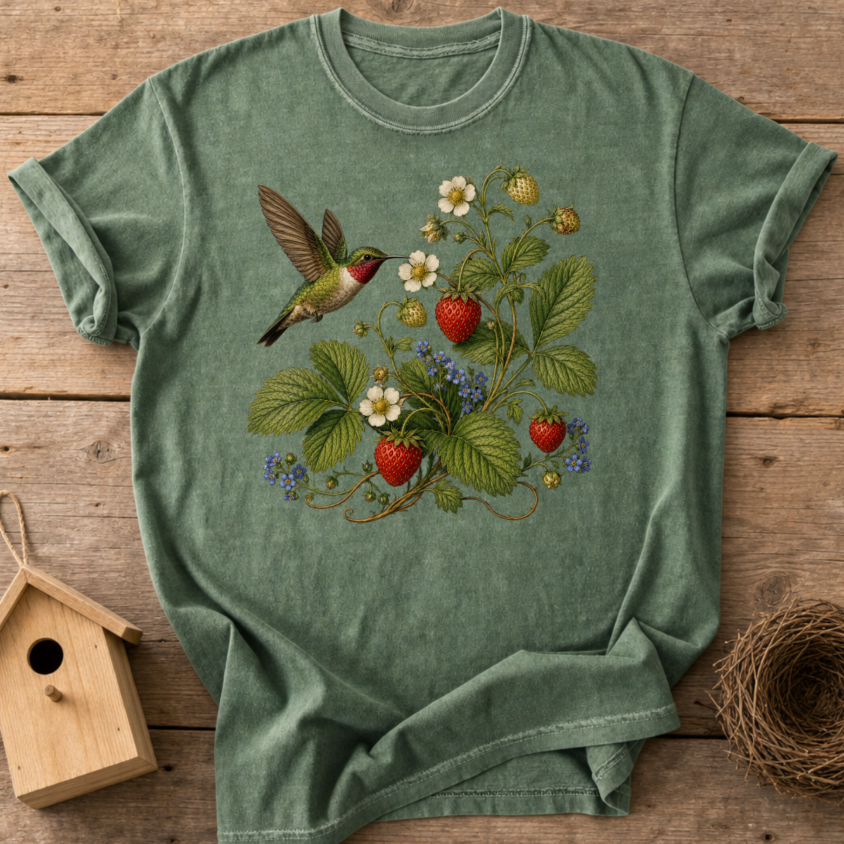 Hummingbird Strawberries T-Shirt