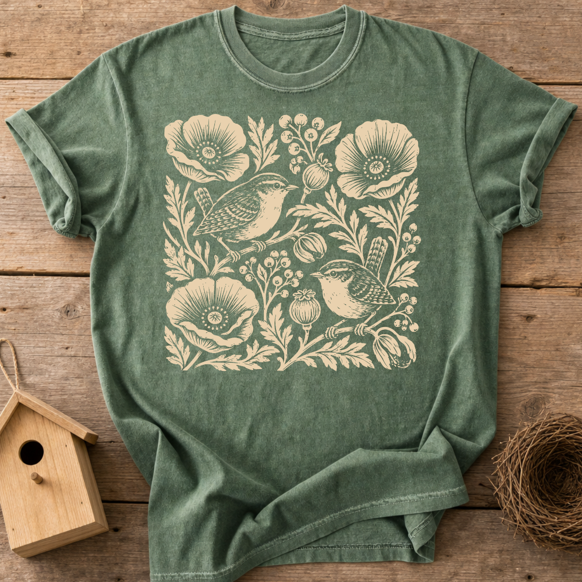 Wrens And Poppies T-Shirt