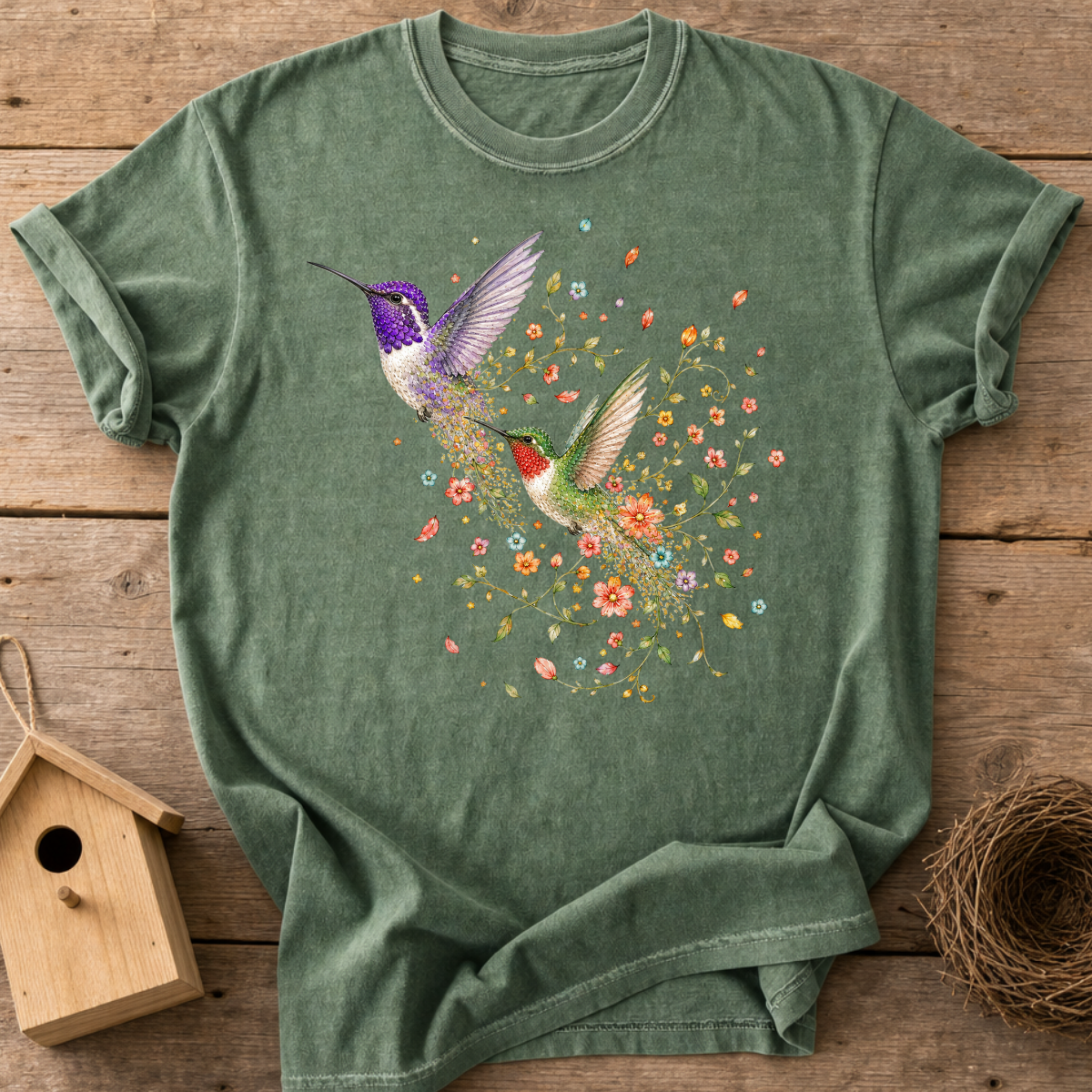 Floral Hummingbird T-Shirt