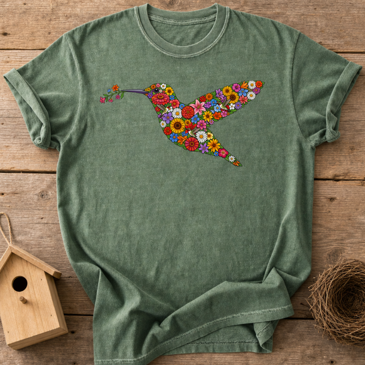 Floral Hummingbird T-Shirt