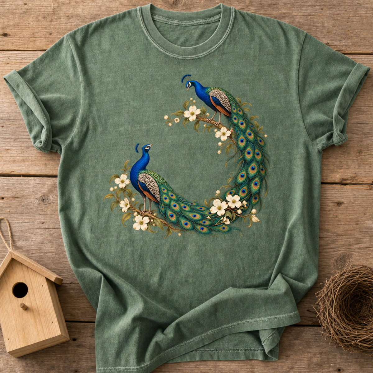 Floral Peacock Couple T-Shirt