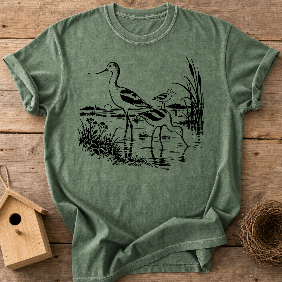 Avocet Marsh Reflection T-Shirt