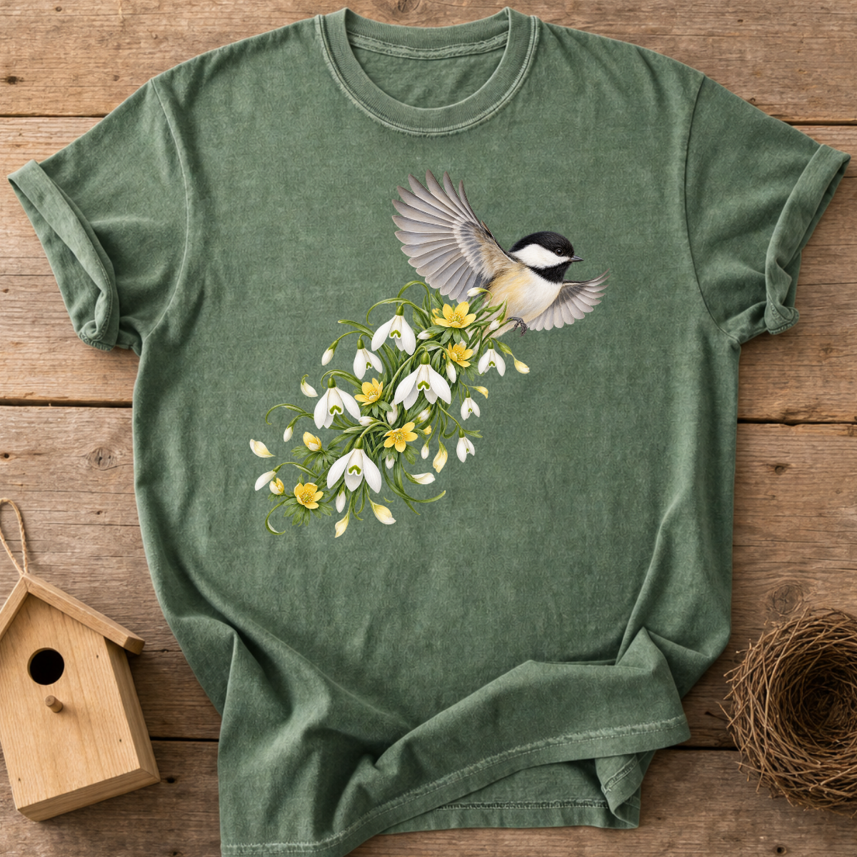 Chickadee Floral Flight T-Shirt