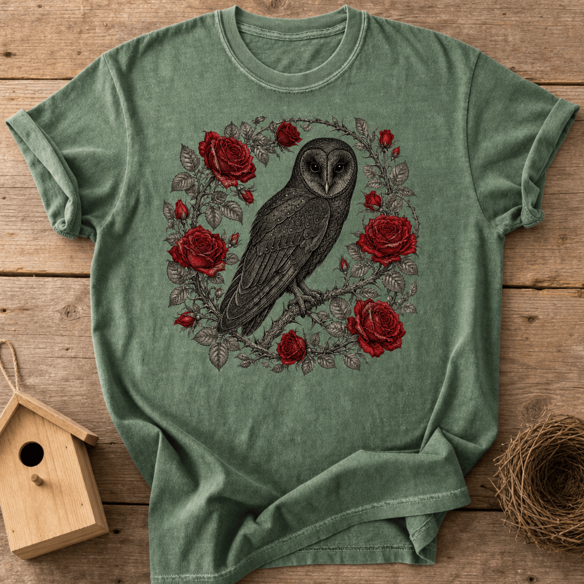 Barn Owl Roses T-Shirt