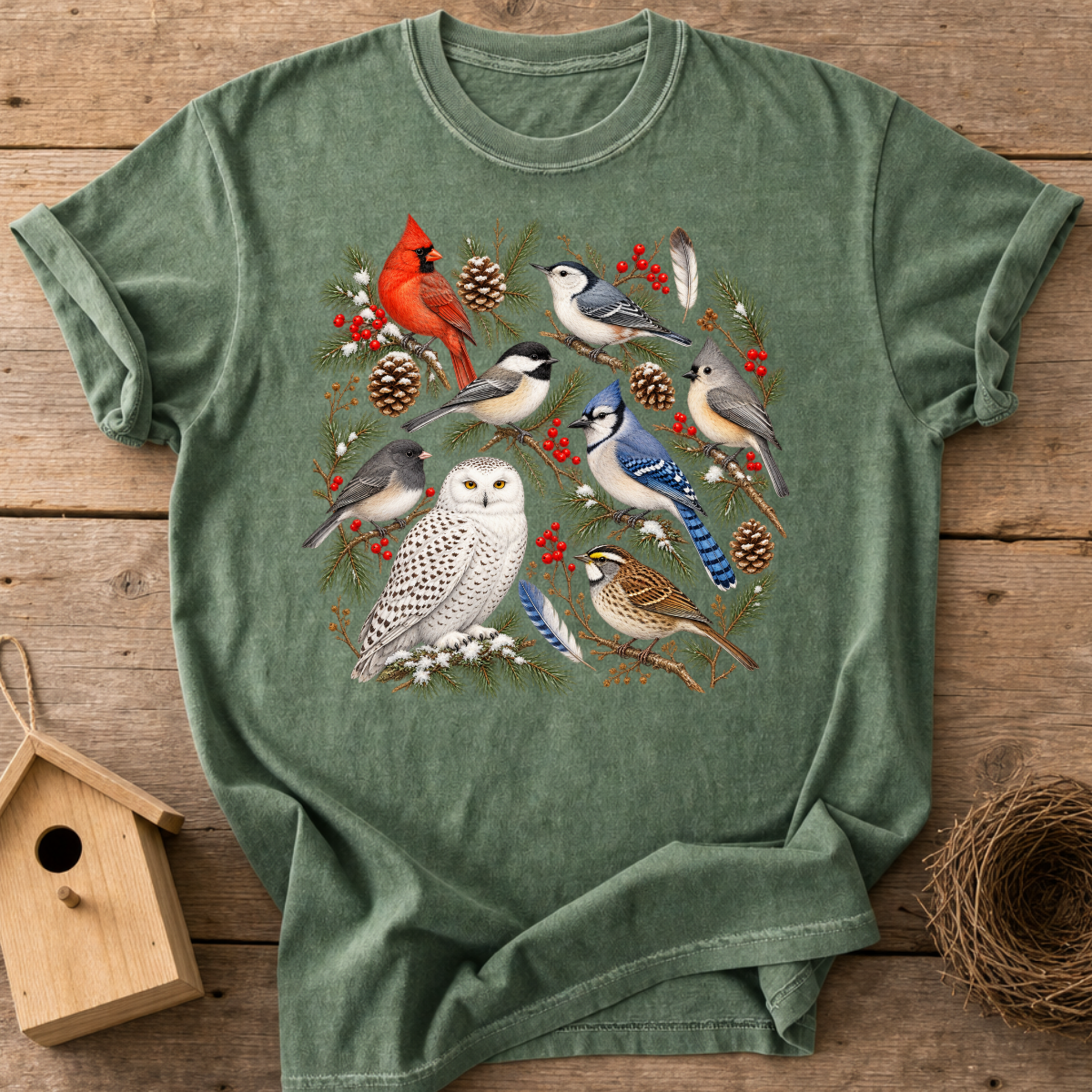 Winter Woodland Birds T-Shirt