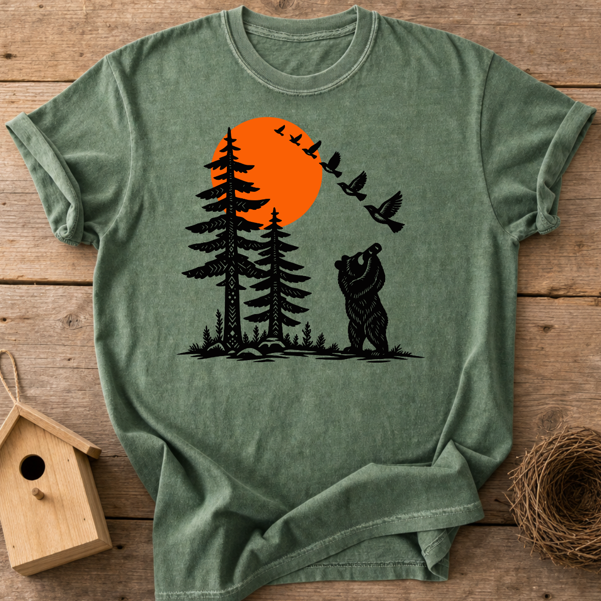 Birdwatching Bear T-Shirt