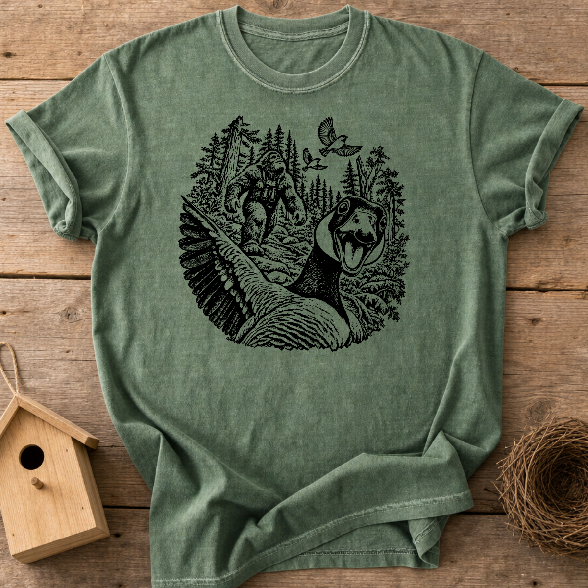 Goose Bigfoot Selfie T-Shirt