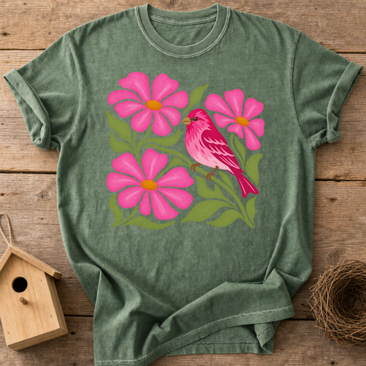 Pink Songbird Garden T-Shirt