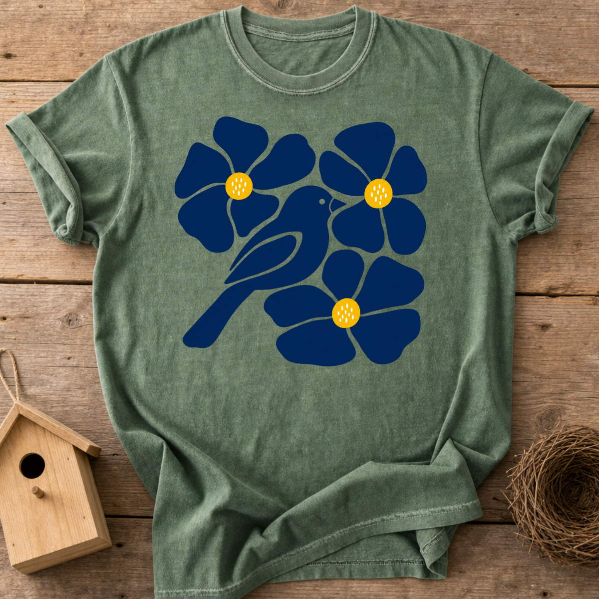 Folk Floral Bird T-Shirt